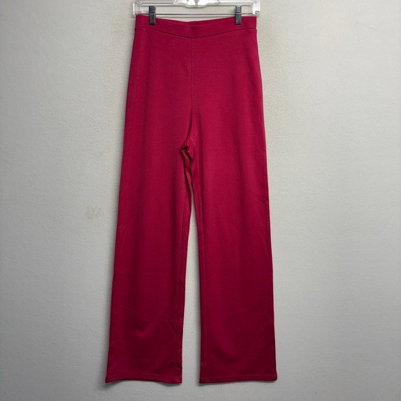 Suzanne Betro SBetro Fuscia Hot Pink Pull On Pants M Flare Wide Leg - Picture 1 of 6